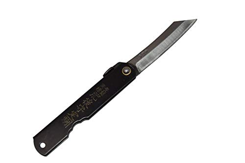 Higonokami Navaja Japonesa de Bolsillo Plegable Cuchillo Warikomi SK Negro 6 cm Lama Hecho a Mano en Japón por Nagao Kanekoma
