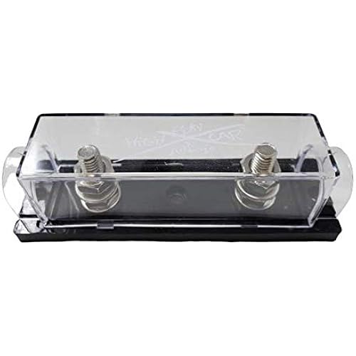 Sky High Car Audio 1/0 Gauge Ring Terminal ANL Fuse Holder Nickel Plated W/Fuses (White, No Thanks)
