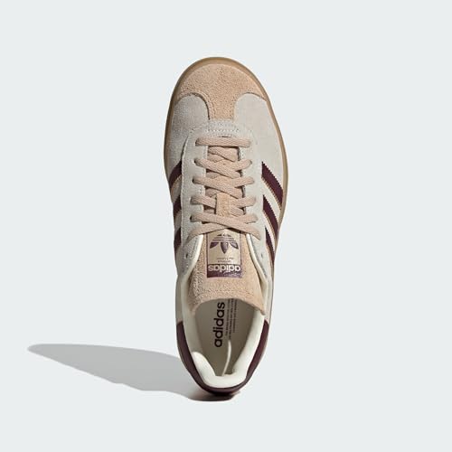 adidas Gazelle Womens Shoes, Cream White/Maroon/Magic Beige, Size 5.53