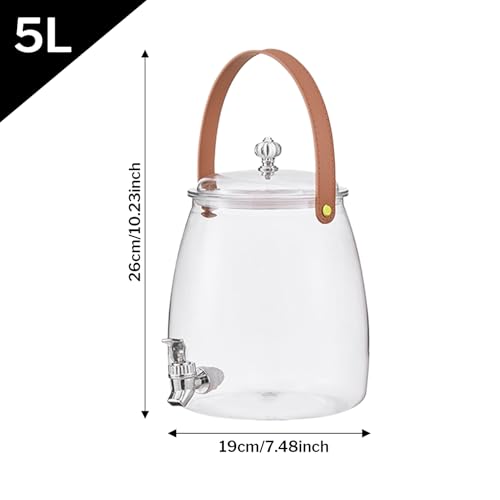 Fridge Drink Dispenser with Spout, Cold Beverage Dispenser Juice Container, Food Grade Large Capacity Tea Pitcher, Sturdy Jug for Travel, Picnic, Party, Outdoor Events, Kitchen, Camping, Home Table, - immagine 3