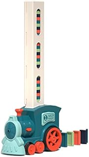 Domino Train, 60Pcs Blue Domino Blocks Game Set, Building & Stacking Toy Blocks, Automatic Laying Toy Train Set Gift for Kids Age 3 4 5 Year Old