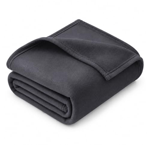 Image of HOMEKART 300 TC All Season Solid /Plain Lightweight Polar Fleece Double Bed Blanket (230 x 230 cm), Light Grey