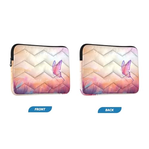 Funda para portátil 13-14 pulgadas rosa con flores y mariposas miniatura 2