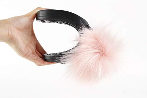 Image of Hangrui Women's Faux Fur Slides, Open Toe Cute Fluffy Slippers, Comfortable Furry Sandals