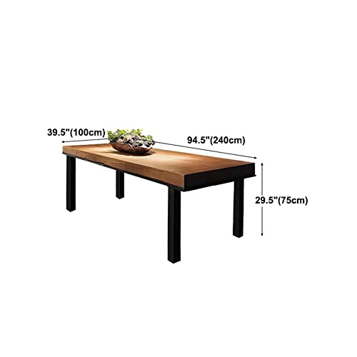 Niuyao Industrial Wood Rectangle Dining Table Solid Wood Dining Table Pine Tabletop Furniture With 4 Black Metal Legs Pedestal In For Dining Room Kitchen -94.5" L X 39.5" W X 29.5" H #TOP1