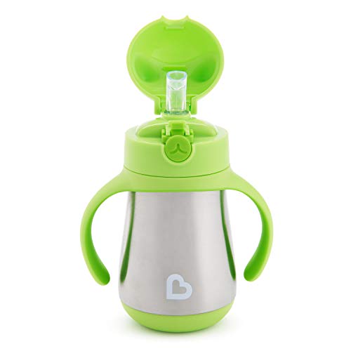 Image of Munchkin Cool Cat Stainless Steel Straw Cup, 8 Ounce, Green