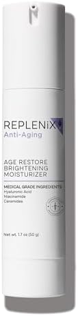 Replenix Age Restore Brightening Face Moisturizer with Hyaluronic Acid, Niacinamide & Ceramides, Medical-Grade Oil-Free Facial Cream for Mature Skin (1.7 oz)