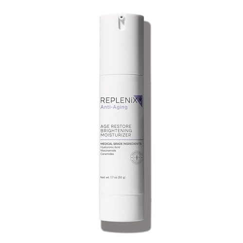 Replenix Age Restore Brightening Face Moisturizer with Hyaluronic Acid, Niacinamide & Ceramides, Medical-Grade Oil-Free Facial Cream for Mature Skin (1.7 oz)