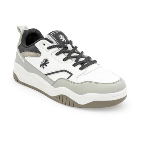 Image of Red Tape Men's Sneakers Grey White Pu Round Toe Lace-Up Easy Movement