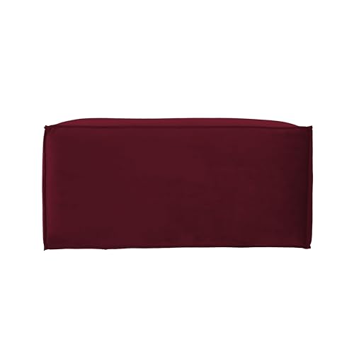 Factory Direct Partners Velvety and Vinyl Overstuffed Rectangle Ottoman for Living Room, Lounge, Office - Bordeaux