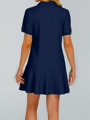 Image of YEXPINE Polo Dress for Women Short Sleeve Ruffle Hem Golf Tennis Summer Mini Dresses