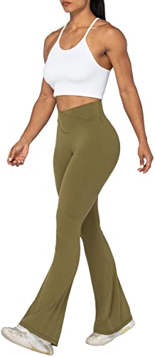 Image of Sunzel Flare Leggings, Crossover Yoga Pants with Tummy Control, High-Waisted and Wide Leg