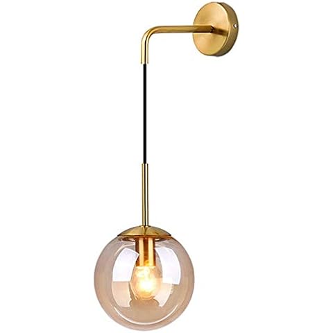 MZStech Aplique de pared de esfera de vidrio retro industrial (Ámbar) Cover