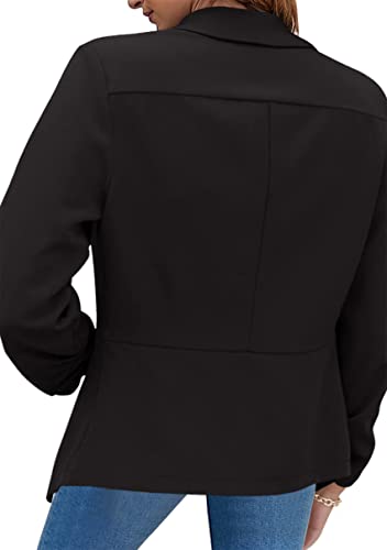 Image of YMING Womens Open Front Work Blazer Business Long Sleeve Jackets Solid Color Office Short Cardigans
