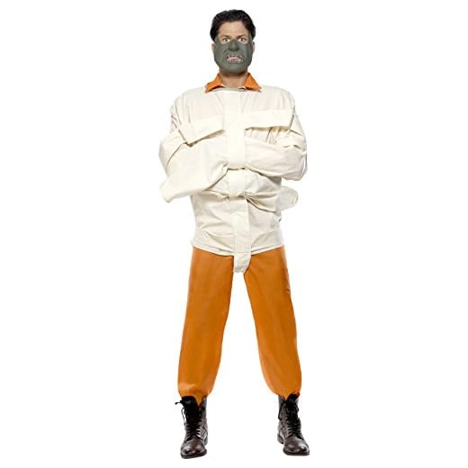 Smiffy's Aníbal Naranja del traje de mono y con camisa de fuerza máscara medio