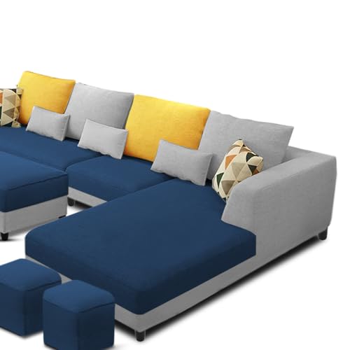 Image of Galib RHS 8 Seater L Shape Sofa Set for Living Room (Blue Grey Fabric) Premium Fabric Sofa
