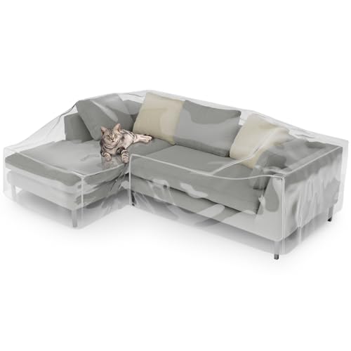 Fanfanwin Clear l Shape Couch Cover 106" x 59" x 42" Thick