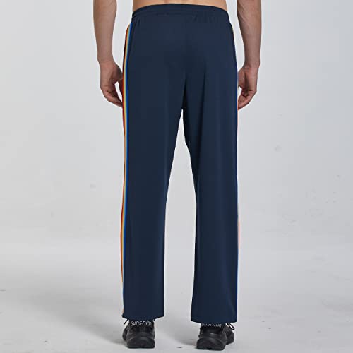 Juethree Men's Sweatpants With Pockets Open Bottom Workout Pants For Athletic, Jogging, Training, Casual (Blue,Xl) #TOP2