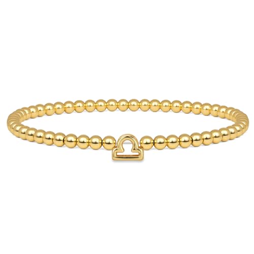 Pendlixy Libra Bracelet for Women Men 18K Gold Plated Beaded Stretch Bubble Bracelets Charm Jewelry Bracelet Gifts for Birthday Mother's Day Valentines Christmas