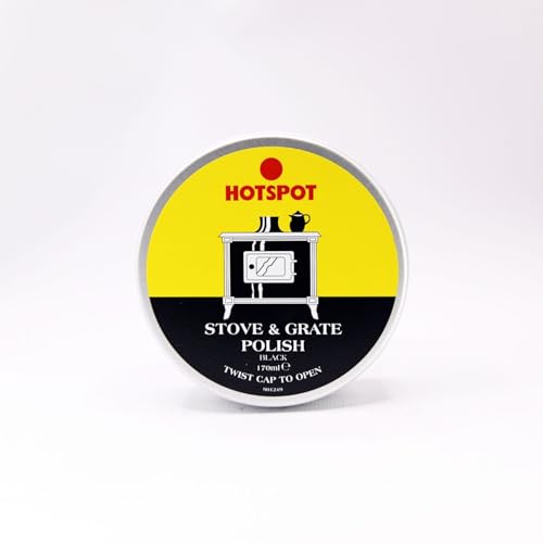 Hotspot Stove and Grate Polish Black Restores Shine Protects Cast Iron Surfaces Easy Application Heat-Resistant Finish Ideal for Wood Stoves and Fireplaces -170ml