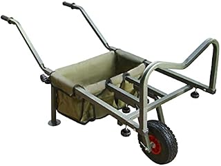 RocwooD Fishing Trolley Wheel Folding Barrow Cart with Bag Adjustable Legs Heavy Duty Collapsible Wheeled Transporter Fish Holder Rod Handle Carry Outdoor