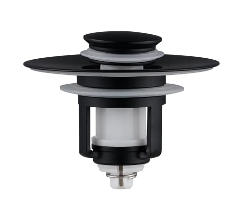ADKADI Universal 2 in 1Bathroom Sink Stopper 1 Pack Pop Up Bathroom Sink Drain Strainer for 1.06-1.65 Basin Drain Holes Anti Clogging Drain Filter (Matte Black(s)-1p)