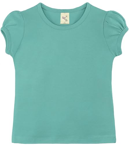Image of Lilax Girls Short Puff Sleeve Cotton T-Shirt, Toddler & Little Girls Top | 95% Cotton Puff Sleeve Tee; Crewneck, Short Sleeve; Toddler & Girls Sizes 2T-12; for School, Play & Everyday; Machine Wash