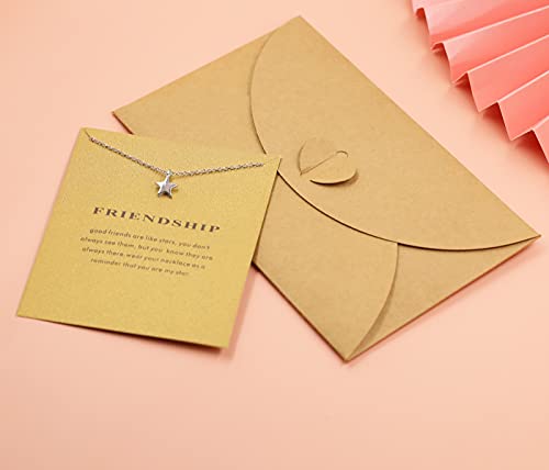Hundred River Friendship Necklace Star Pendant Chain Necklace With Message Card Gift Card (Star 2S) #TOP2