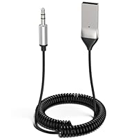 Tobfit USB Aux Bluetooth Adapter Auto Bluetooth 5.3 Jack 3.5mm Aux Empfänger Klinke für Freisprechanruf und Wireless Musik für Auto mit USB Anschluss, Lautsprecher, Verstärker