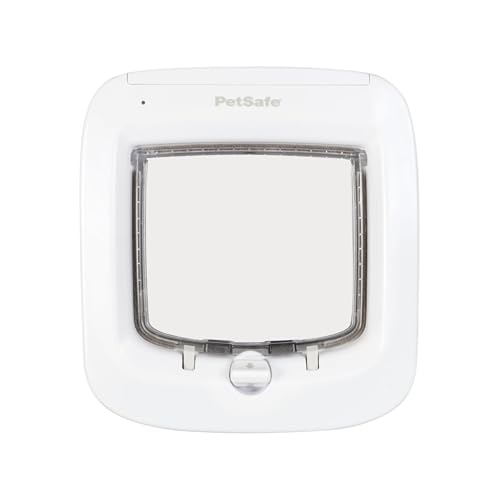 PetSafe Microchip Cat Door, Exterior or Interior Pet Door - Multi-User RFID Access Up to 40 Pets, 4-Way Locking, Weatherproof, DIY Easy Install, Hardware Kit; Privacy for Cat Litter Box or Pet Feeder