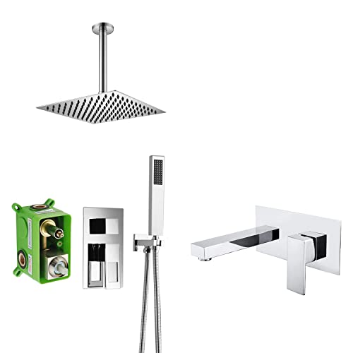 Jnfidosr Ceiling Shower System S3220ci-10 + Wall Mount Bathroom Faucet S1389ci-V2