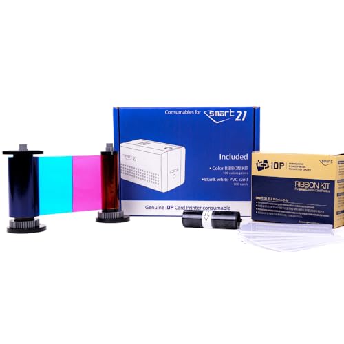 Image of IDP Genuine SMART-21 YMCKO Consumables Kit with 1ea Color 100-Print Ink Ribbon, 100 Primus PVC Cards, and Cleaning Roller (not Compatible with Solid Brand Products)