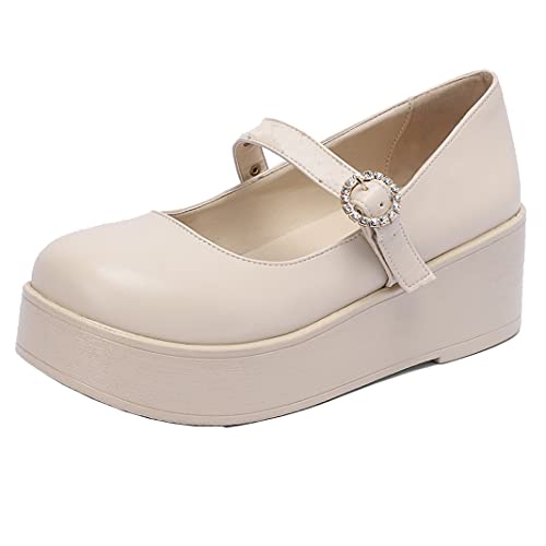 UniqueStride Women Mary Jane Wedges Platform Wedge High Heels Pumps Round Toe Lolita Goth Shoes