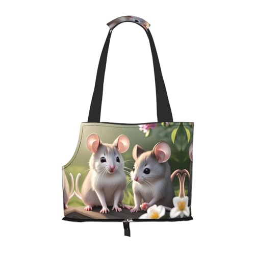 Mouse in Love Pet Tote Bag - Waterproof and Wear-Resistant Portable Shoulder Bag for Small Dogs and Puppies