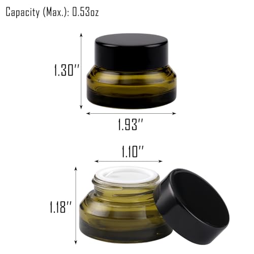 12 pack Glass Cosmetic Jars with Lids Small Lotion Containers for Traveling Green Empty Skincare Container for Face Cream Toiletries Makeup (0.5oz)2