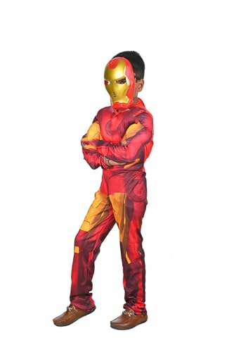 Image of BookMyCostume Polyester The Red Yellow Superhero Muscles Kids Fancy Dress Costume - Imported 3-4 Years