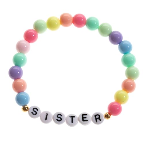 Image of Fuqimanman2020 Big Sister Bracelet Colorful Little Sister Bracelet Letter Beads Bracelet for Sister Jewelry Gift