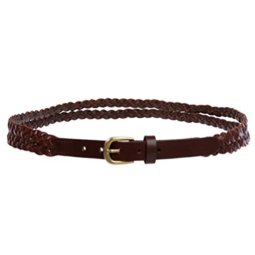 Women's Double Braided Skinny Leather Belt