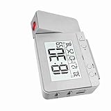 Fesjoy LED-Display-Projektionswecker mit Thermometer, USB-Ladegerät, um 180° Drehbare Doppelalarme für Schlafzimmer – Silber (Silber)