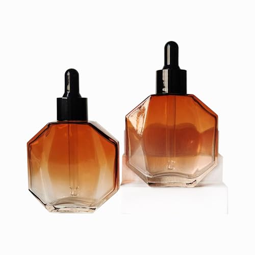 Amber Glass Dropper Bottles for Essential Oils 50ml/1.7oz 6 Pcs Diamond Glass Bottles with Dropper, for Perfume Hair Oils Serums and other liquids (－Amber, 50ML/1.7OZ)2