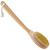 Optimizado y Actualizado: Este cepillo cuerpo detox está hecho de madera de haya natural y cerdas. La parte de madera del cepillo cuerpo seco está sellada con una pintura resistente al agua para evitar que se forme moho en el pelo de la madera. También hay un cordón al final del cepillo para el cuerpo para colgarlo fácilmente después de usarlo