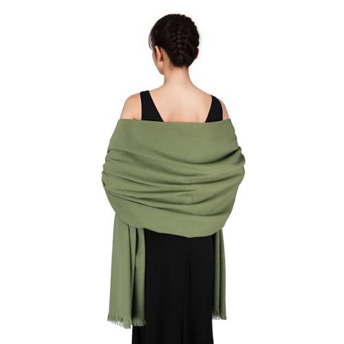 Image of SWAT PANY Ladies Scarf Green Scarfs for Women Pashmina Shawls and Wraps for Wedding Winter