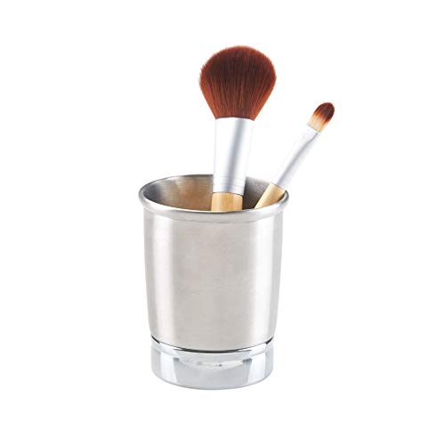 iDesign York Metal Tumbler, Makeup Brush Toothbrush Holder for Bathroom, Countertop, Desk, Dorm, College, and Vanity, 3.25" x 3.25" x 4.25", Split Finish