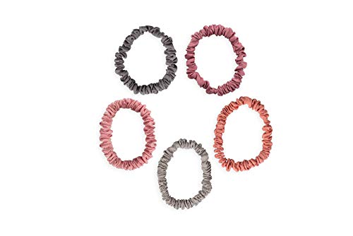 Lanossi Beauty & Care Mini Scrunchie Silver Rose - Pacote Com 5 Unidades Tons De Rosa E Cinza