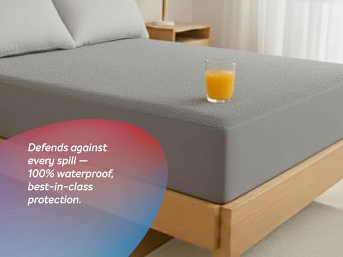 Image of Sleepwell Shield Mattress Protector | Terry Fabric | 100% Waterproof Protection | Elastic Corners | Neem Fresche | Breathable | Hypoallergenic | Machine Washable | Long Lasting Freshness | 75 x 60