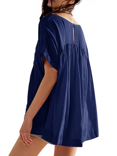 Image of Tankaneo Womens Summer Babydoll Tops Casual Loose Fit Peplum Oversized Tunic Shirts