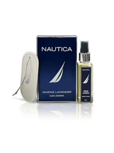 Image of NAUTICA Luxury Car Fragrance Spray with Hanging Tag Card | Marine Lavender | 50ml premium Car Air Freshener | 300+ Sprays | Long Lasting Car Freshener | Car Odour Remover
