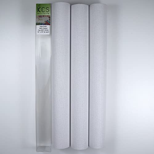 Image of KCS 3 pc of 15 inch x 18 inch Counted Cross Stitch Cotton Aida Cloth Needlework Fabric,25CT,White