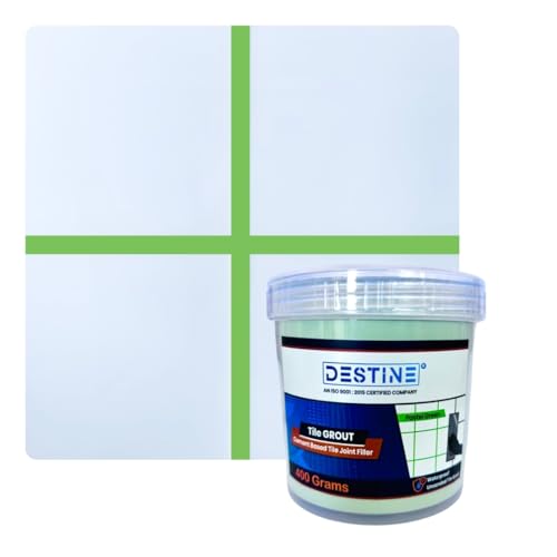 Image of DESTINE READY-TO-MIX inchTILE GROUT inch (16 COLOURS) (ALL PACKS: 100 Gm,250 Gm,400 Gm,800 Gm,1 Kg), Waterproof, Crack Filler, Cement Based Tile Gap Filler (400 g (Pack of 1), Pastel Green)