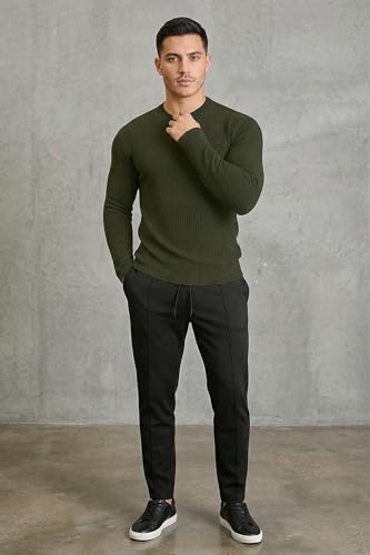 Image of Men's Polyester T-Shirt with Round Neck Long Sleeves Solid Pattern Regular Fit and Standard Length | Mans T Shirts for Casual